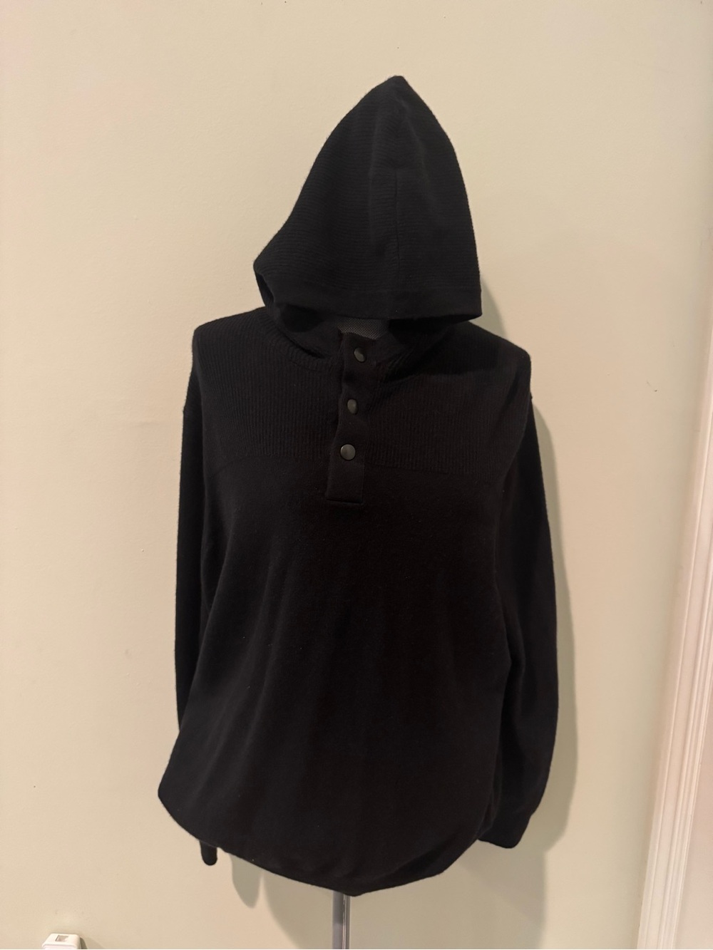 Banana Republic Black Hooded Henley Sweater
